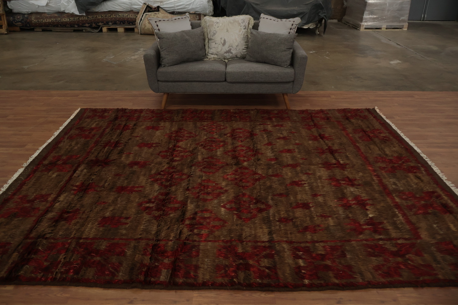 Rich Textures Brown and Red Moroccan Berber Area Rug 8x11