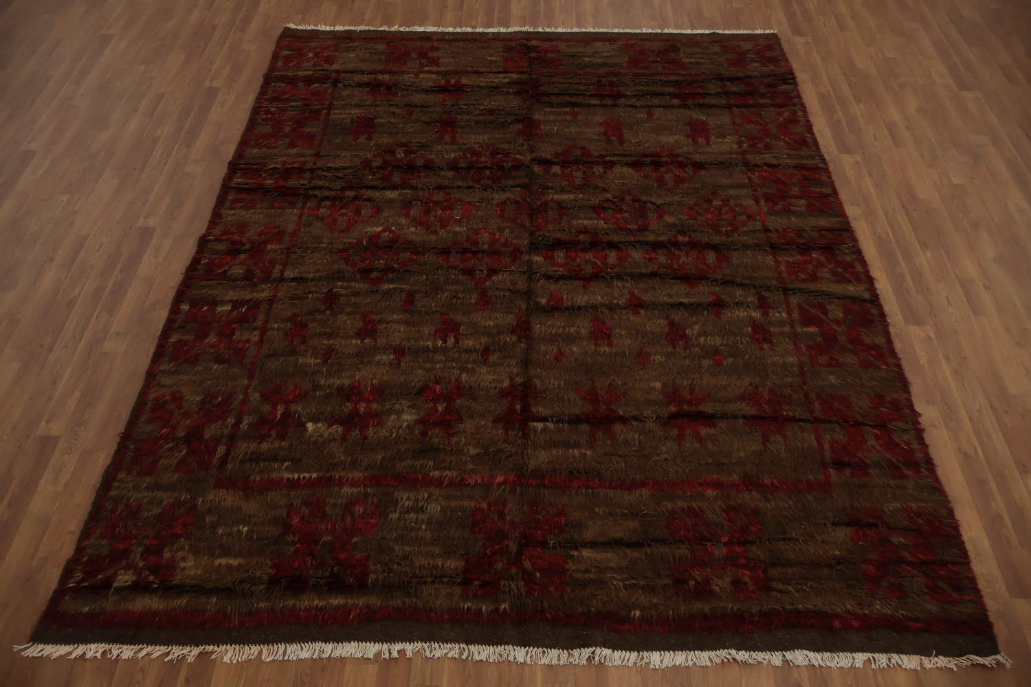 Rich Textures Brown and Red Moroccan Berber Area Rug 8x11