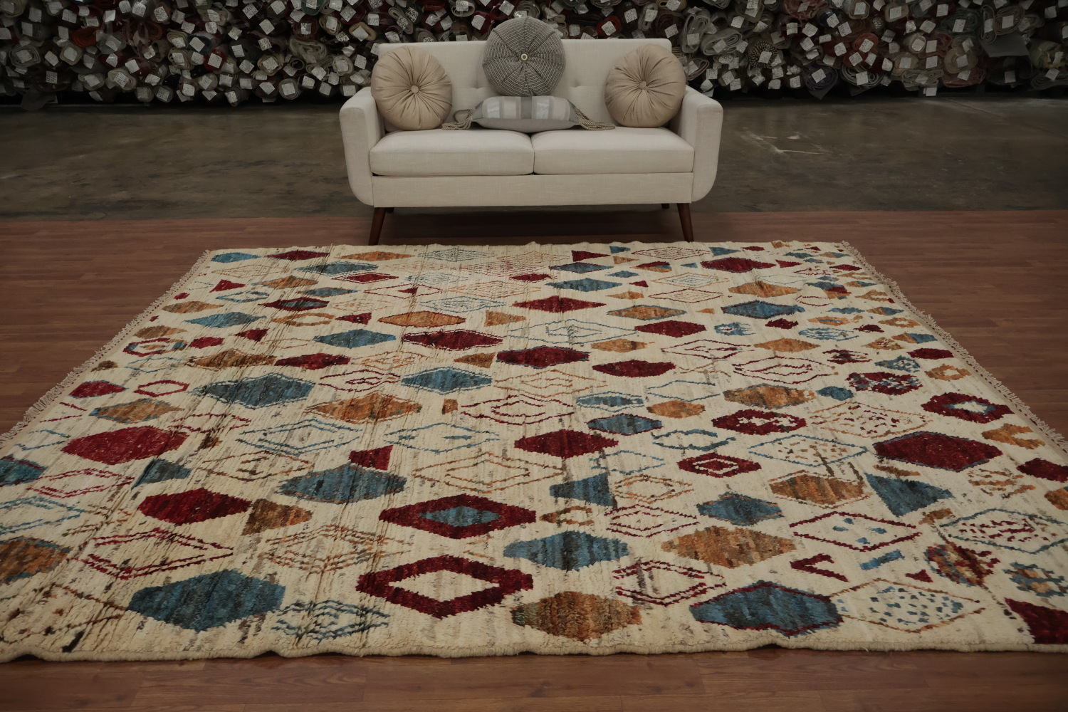 Geometric Moroccan Square Area Rug 9x9