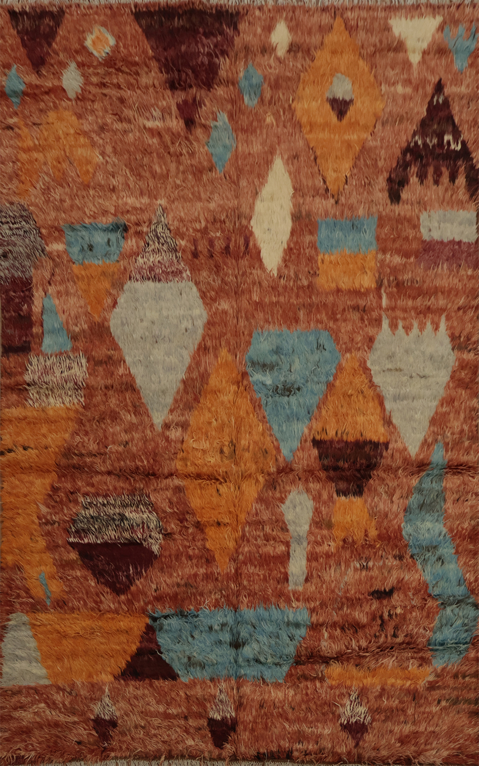 Bold Geometric Complements Earthy Tones Moroccan Berber Area Rug 7x10