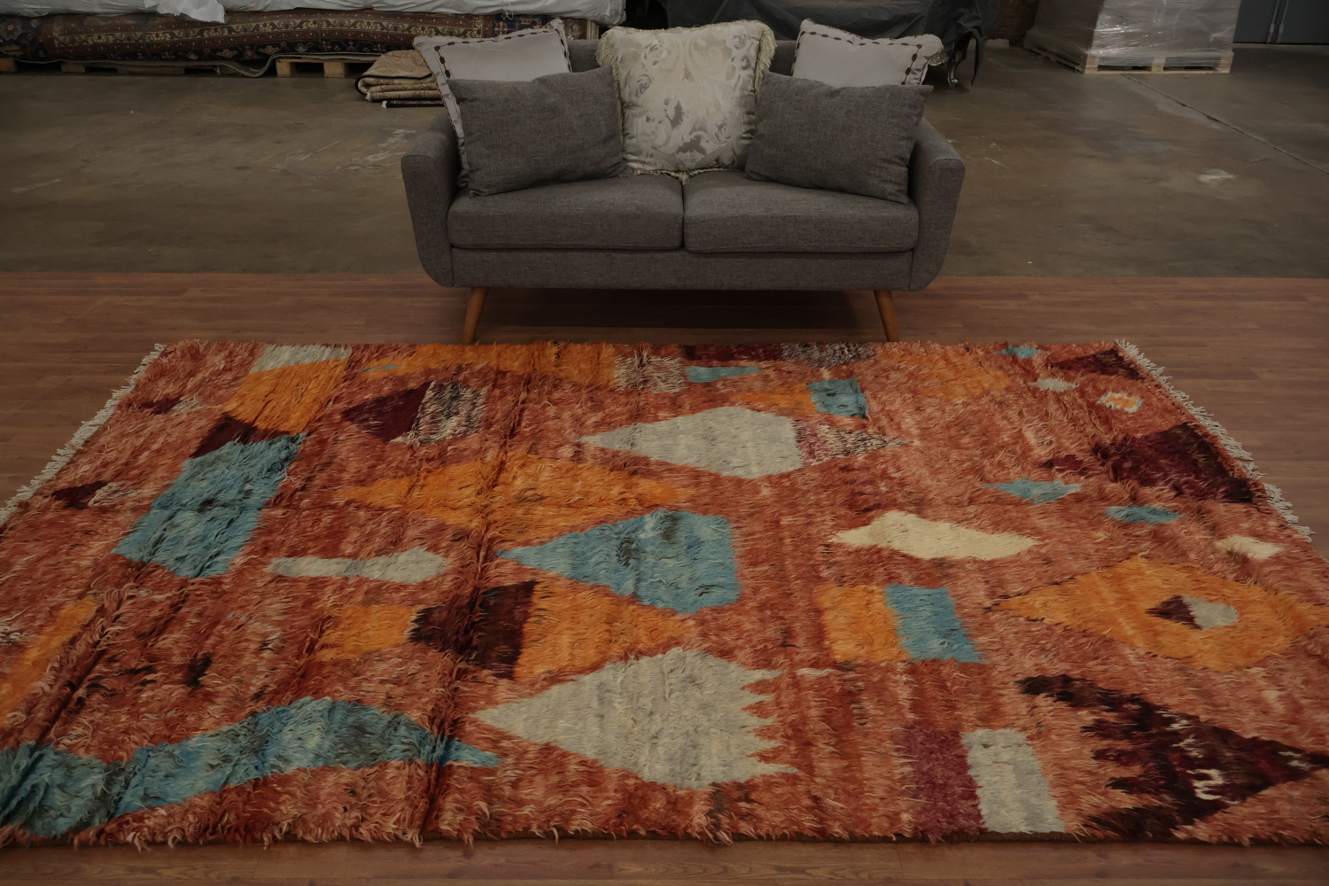 Bold Geometric Complements Earthy Tones Moroccan Berber Area Rug 7x10