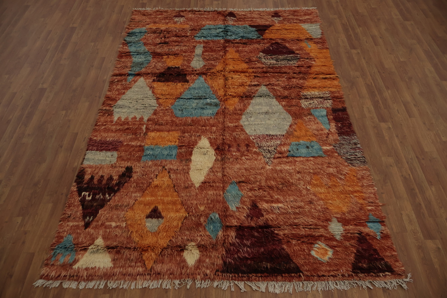 Bold Geometric Complements Earthy Tones Moroccan Berber Area Rug 7x10