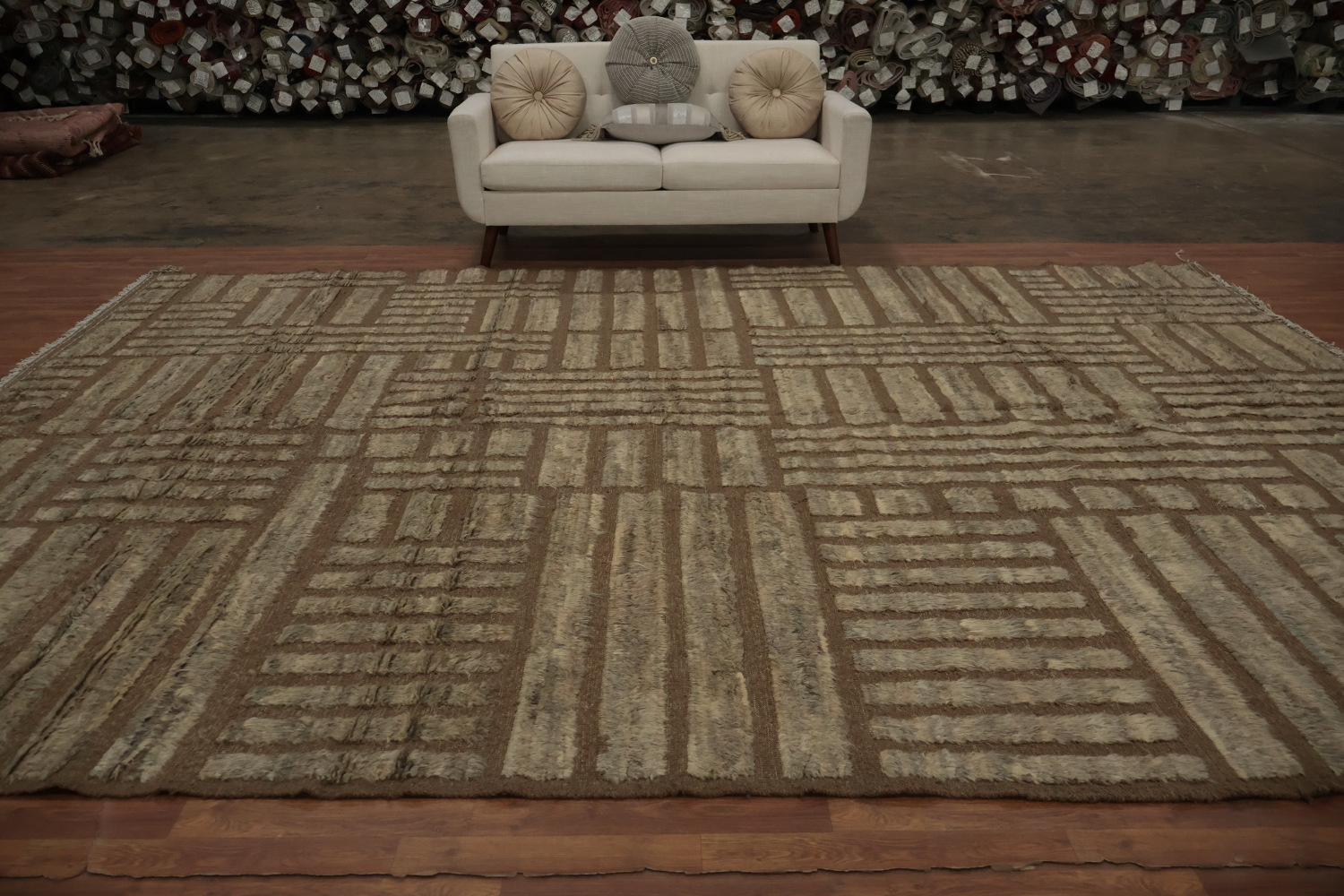 Stylish Geometric Grid Moroccan Large Area Rug 10x14