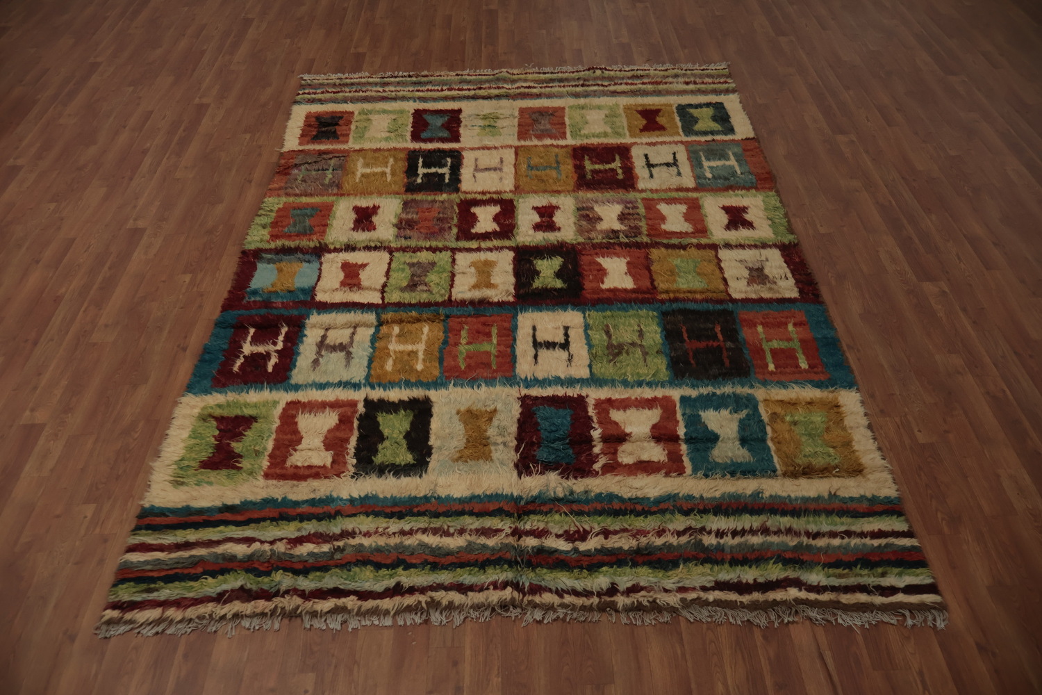 Geometric Moroccan Berber Wool Area Rug 7x10