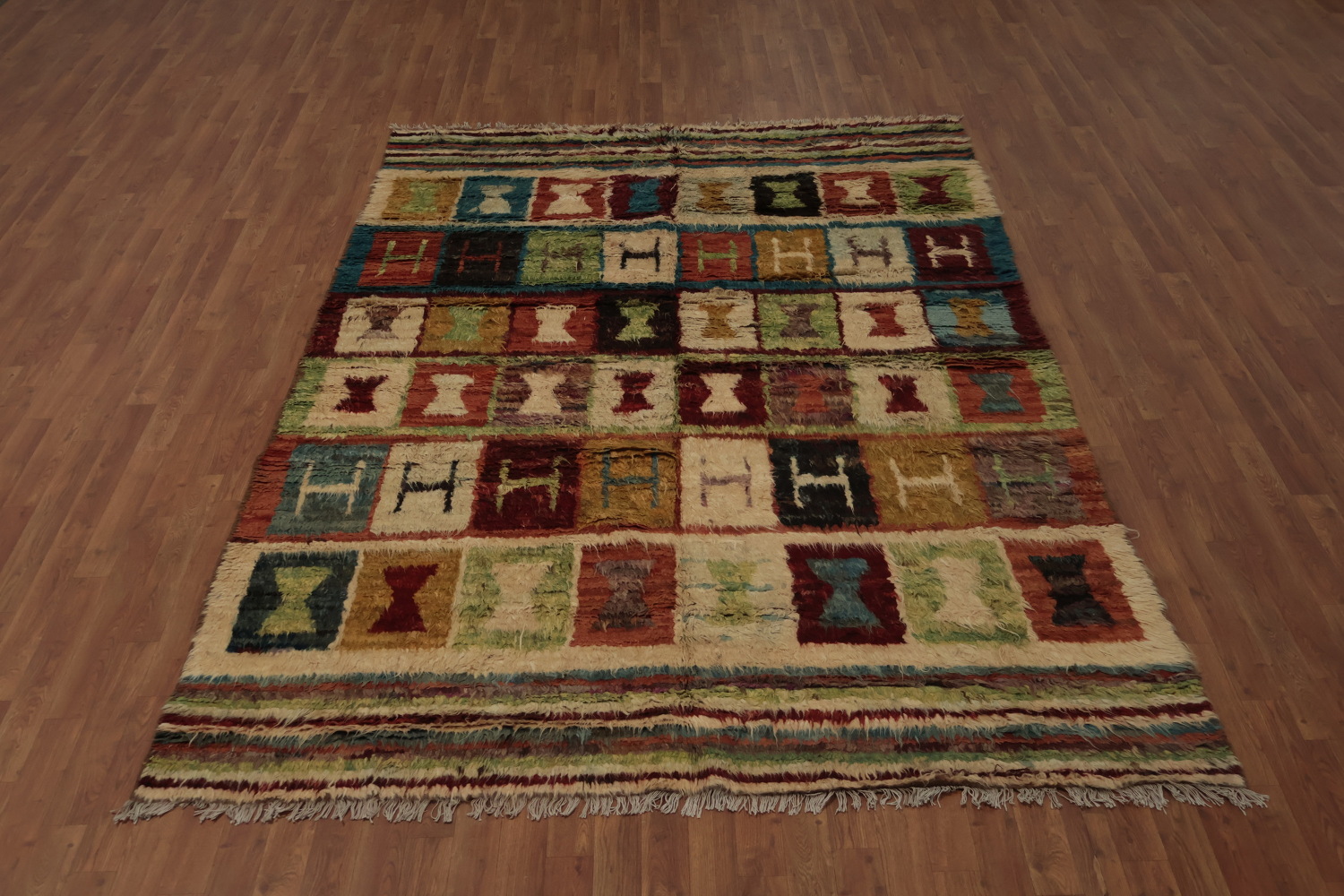 Geometric Moroccan Berber Wool Area Rug 7x10