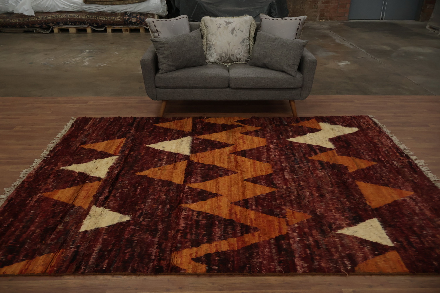 Triangular Serenity Textured Moroccan Berber Area Rug 7x10