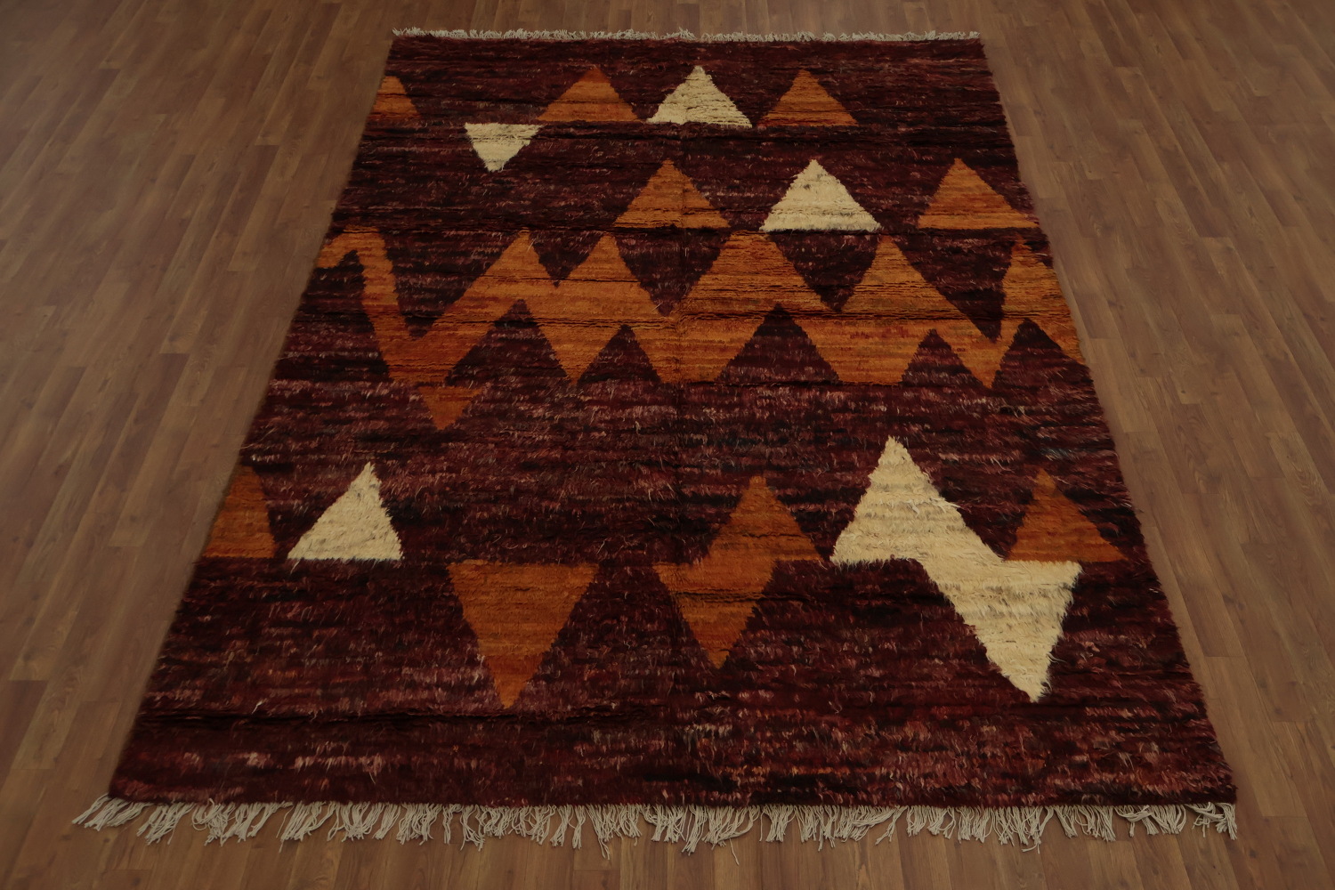 Triangular Serenity Textured Moroccan Berber Area Rug 7x10