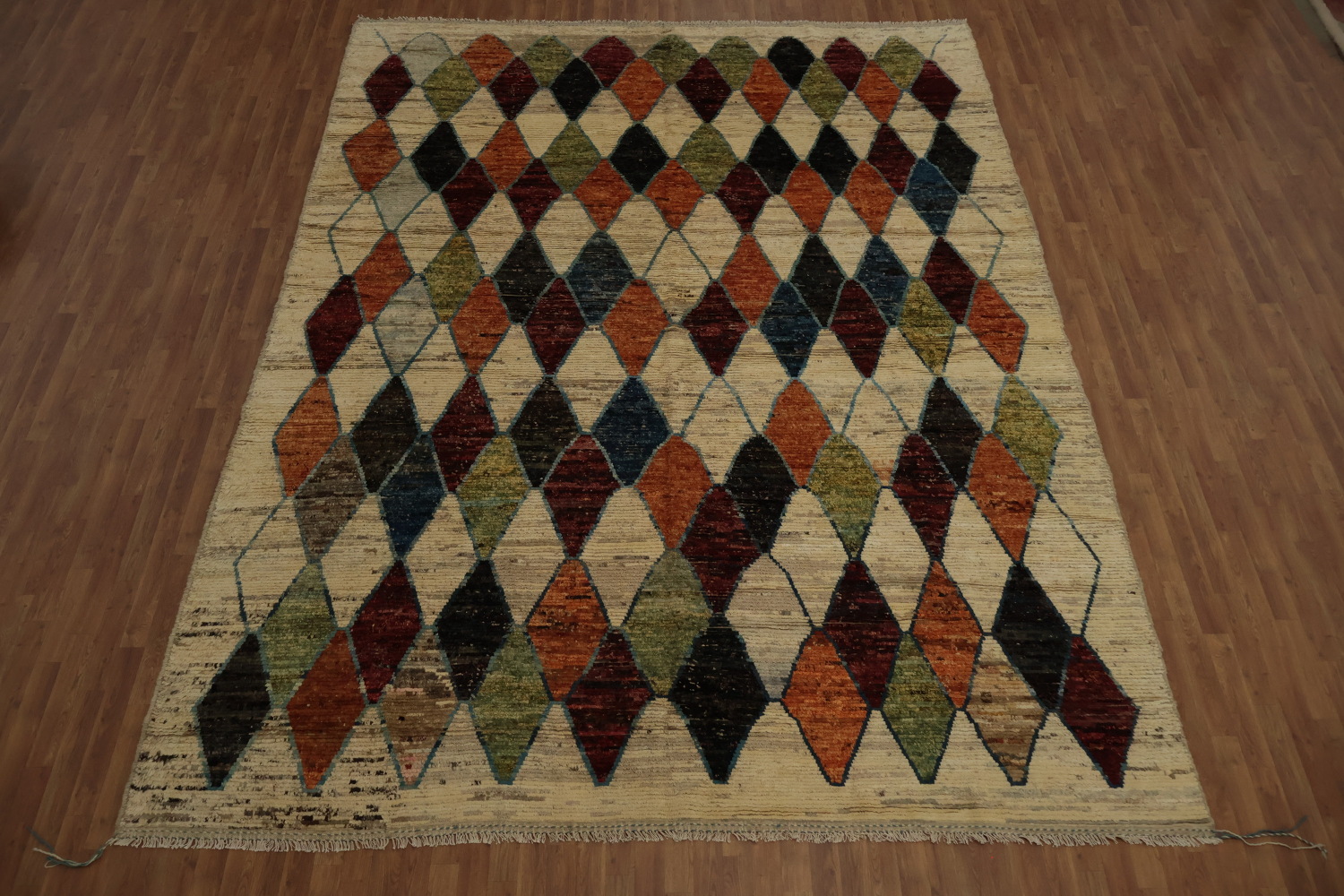 Multicolor Diamond Design Moroccan Large Rug 10x14 for Stylish Interiors