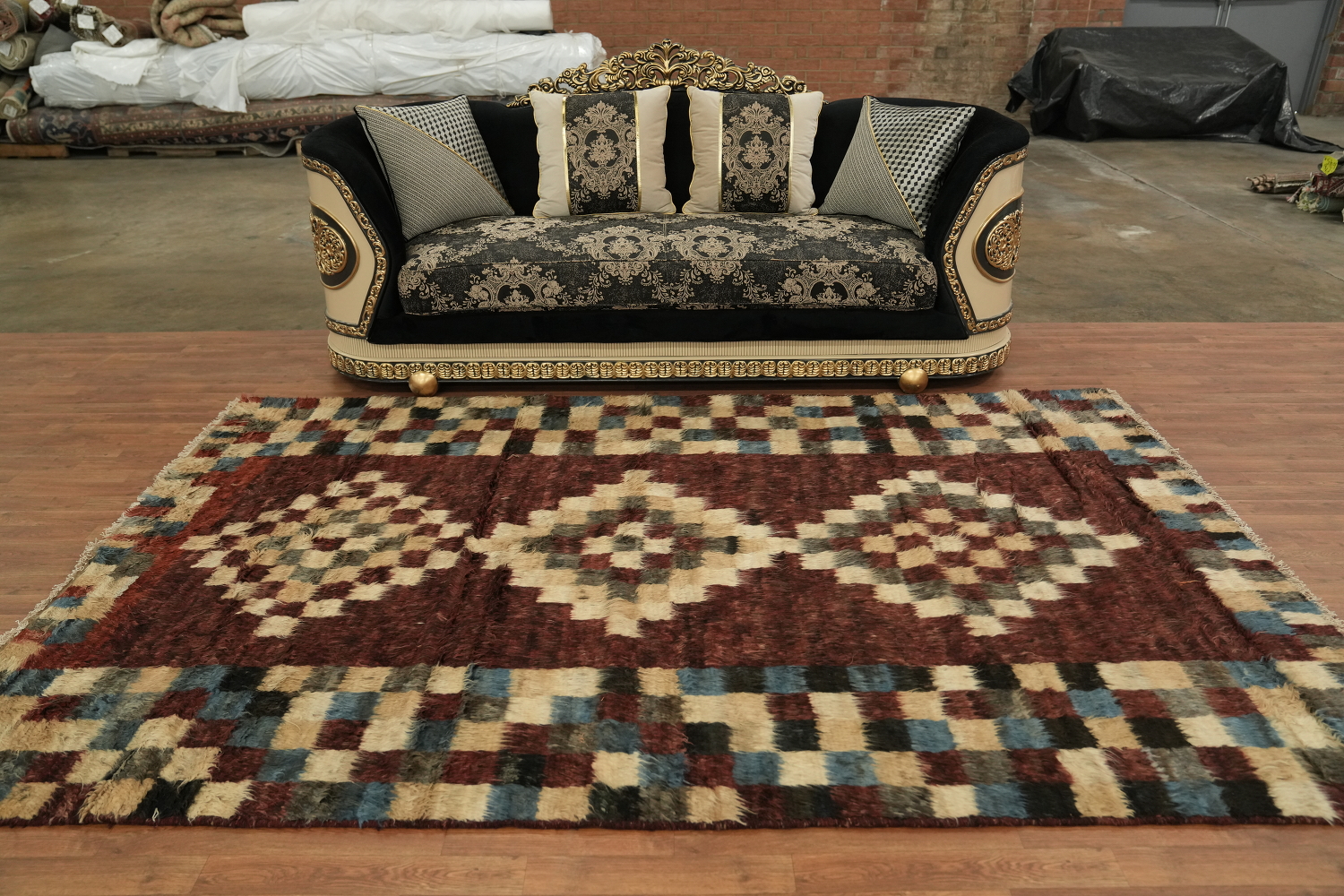 Checkered Moroccan Tribal Area Rug 6x10