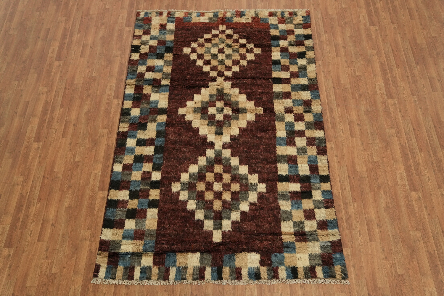 Checkered Moroccan Tribal Area Rug 6x10