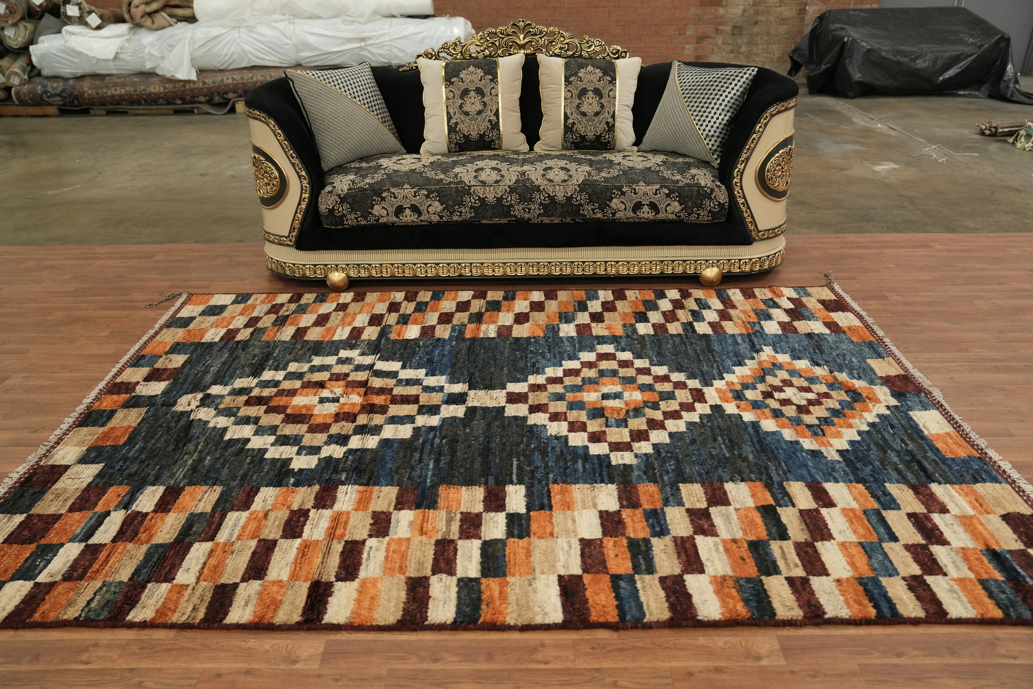 Checkered Moroccan Oriental Area Rug 7x10