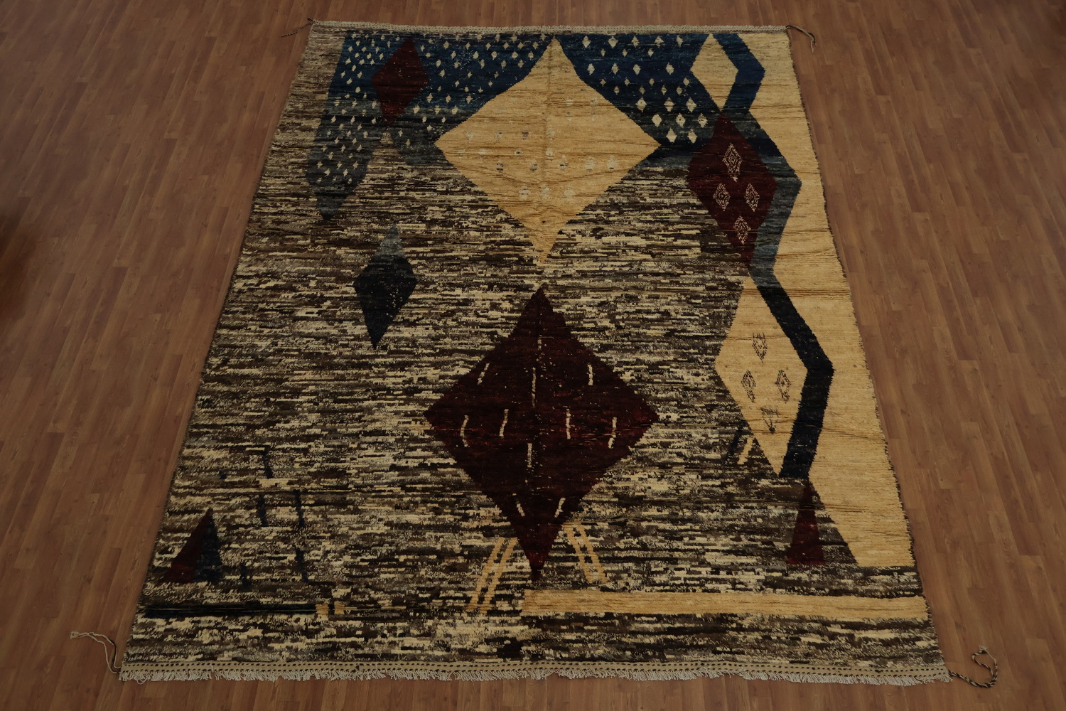 Neutral Tones and Bold Patterns Moroccan Large Area Rug 10x14