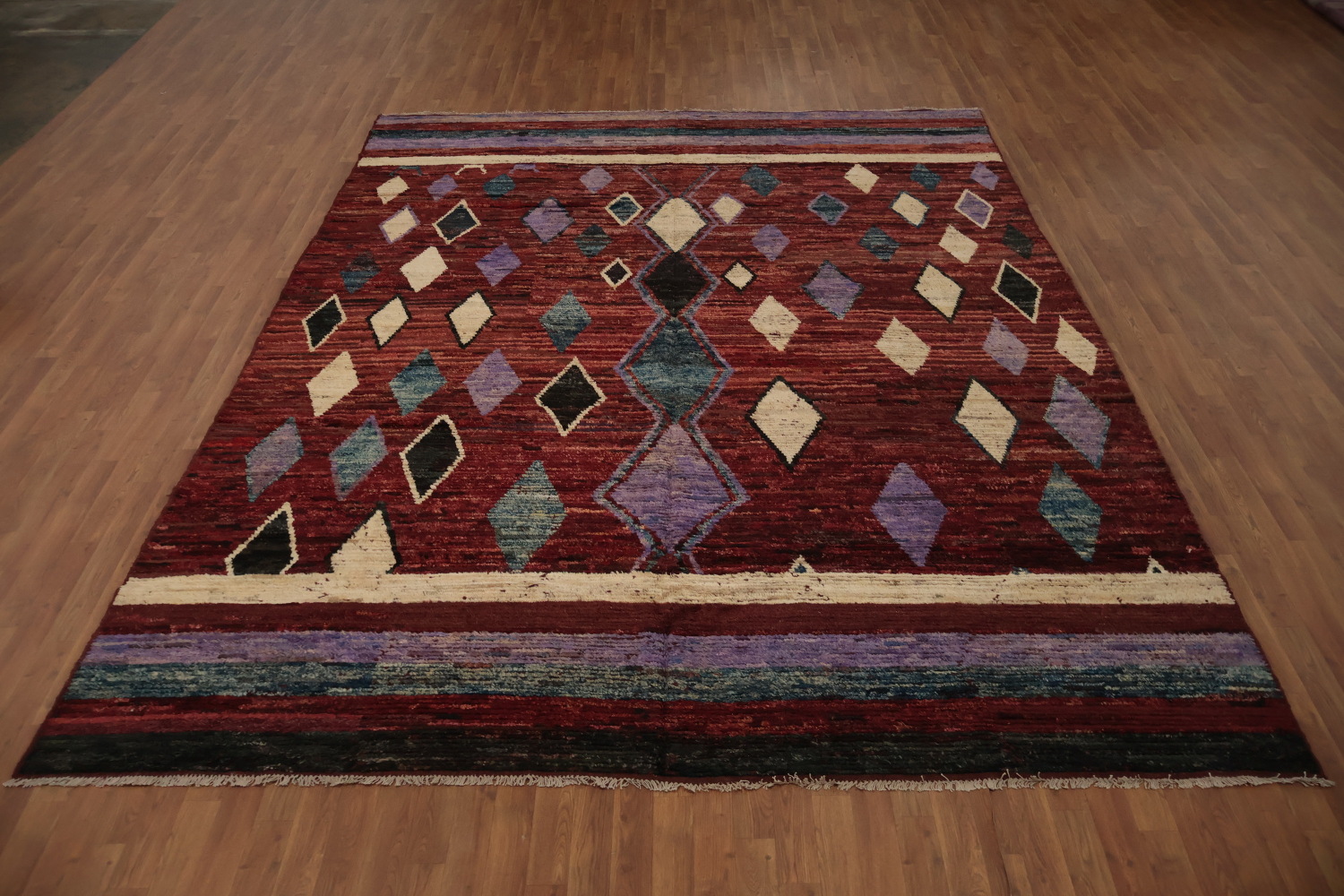 Geometric Moroccan Wool Area Rug 9x12