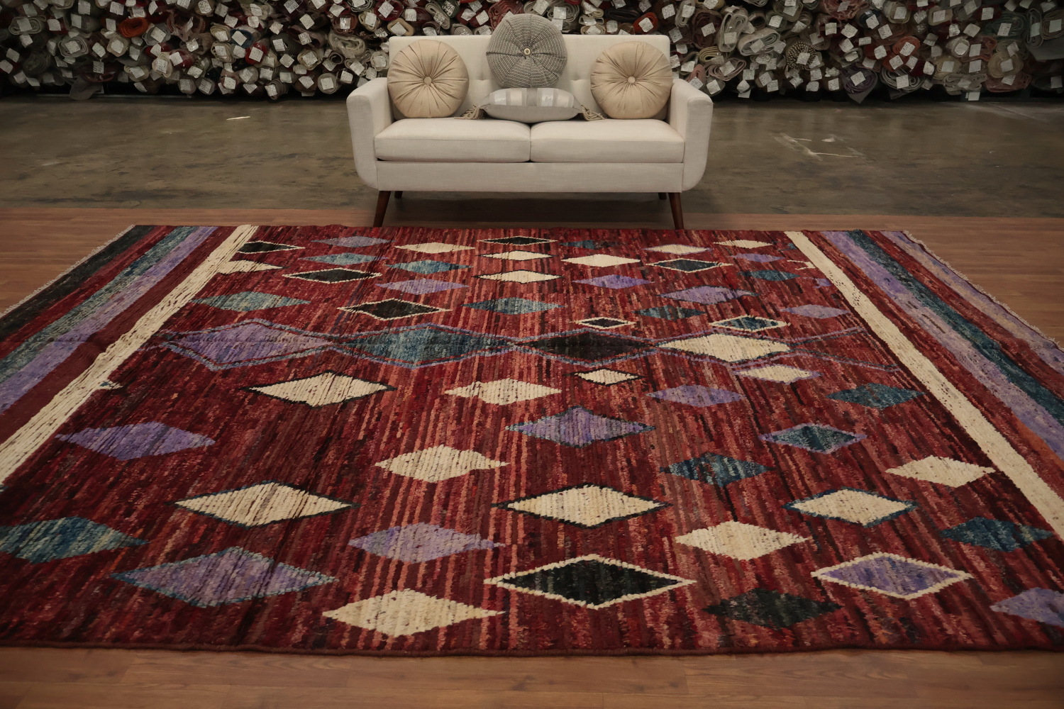 Geometric Moroccan Wool Area Rug 9x12
