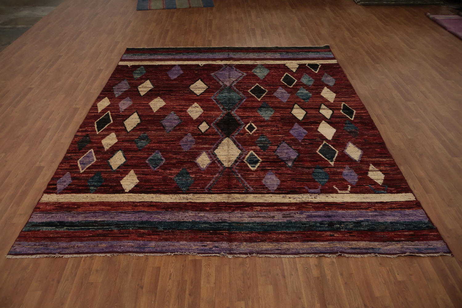 Geometric Moroccan Wool Area Rug 9x12