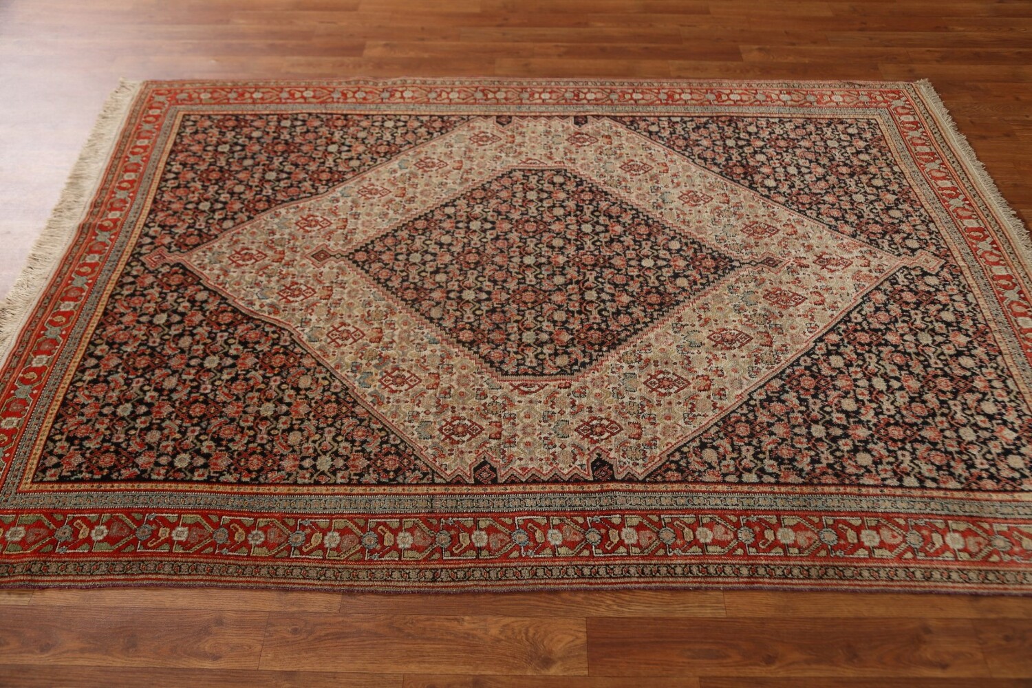 Pre-1900 Antique Vegetable Dye Senneh Persian Area Rug 5x6