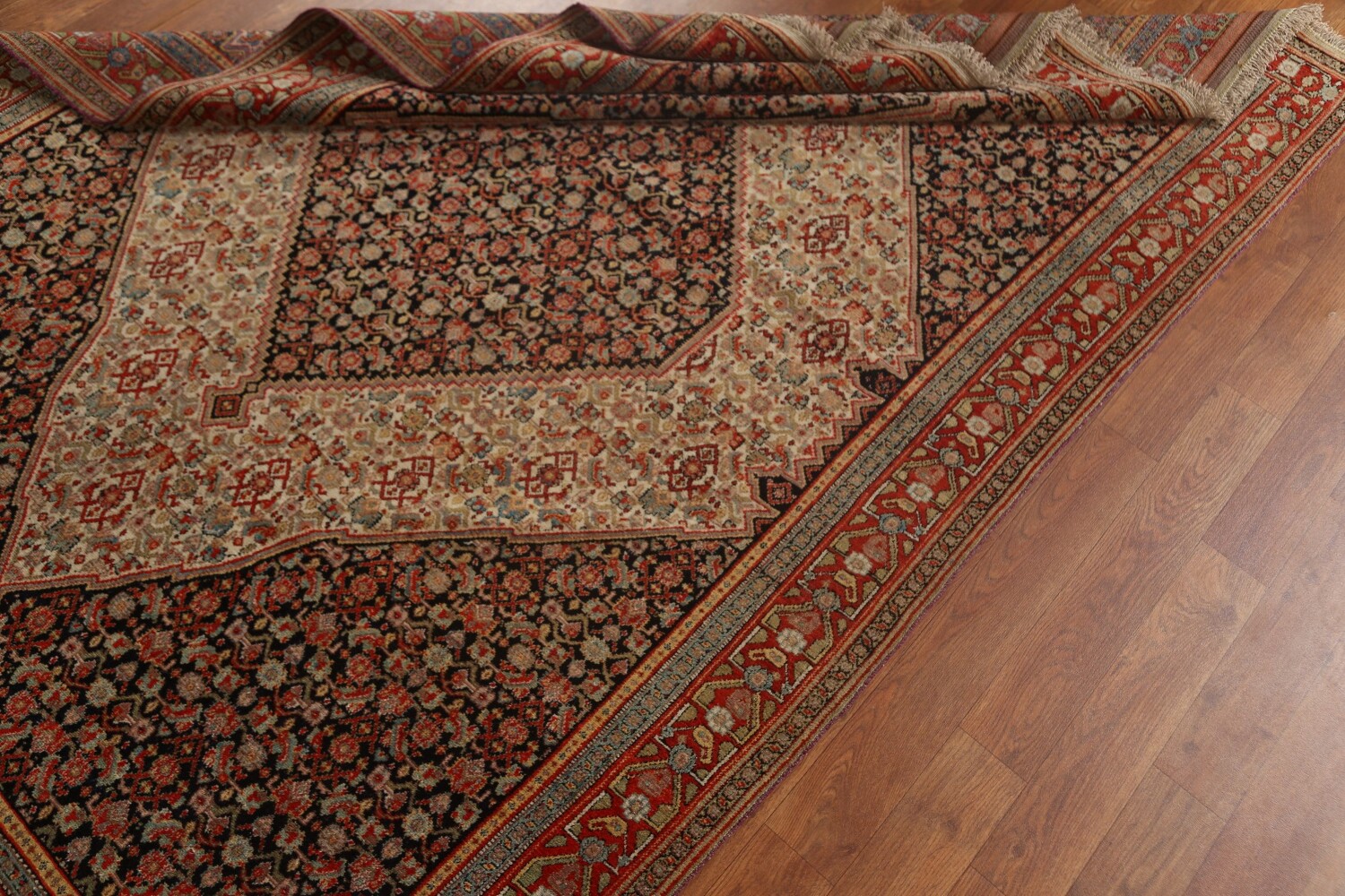 Pre-1900 Antique Vegetable Dye Senneh Persian Area Rug 5x6