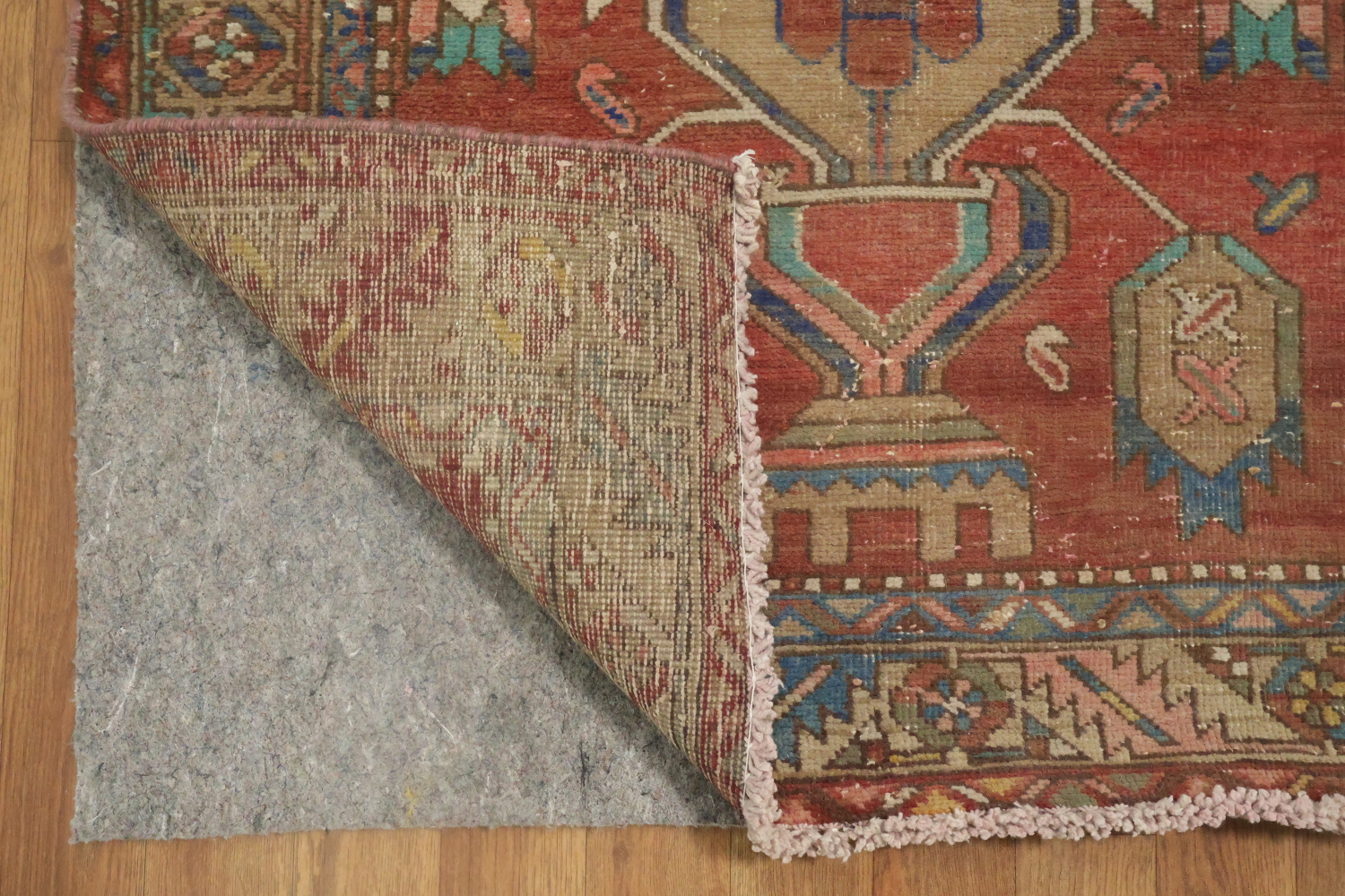Geometric Wool Heriz Persian Runner Rug 3x11