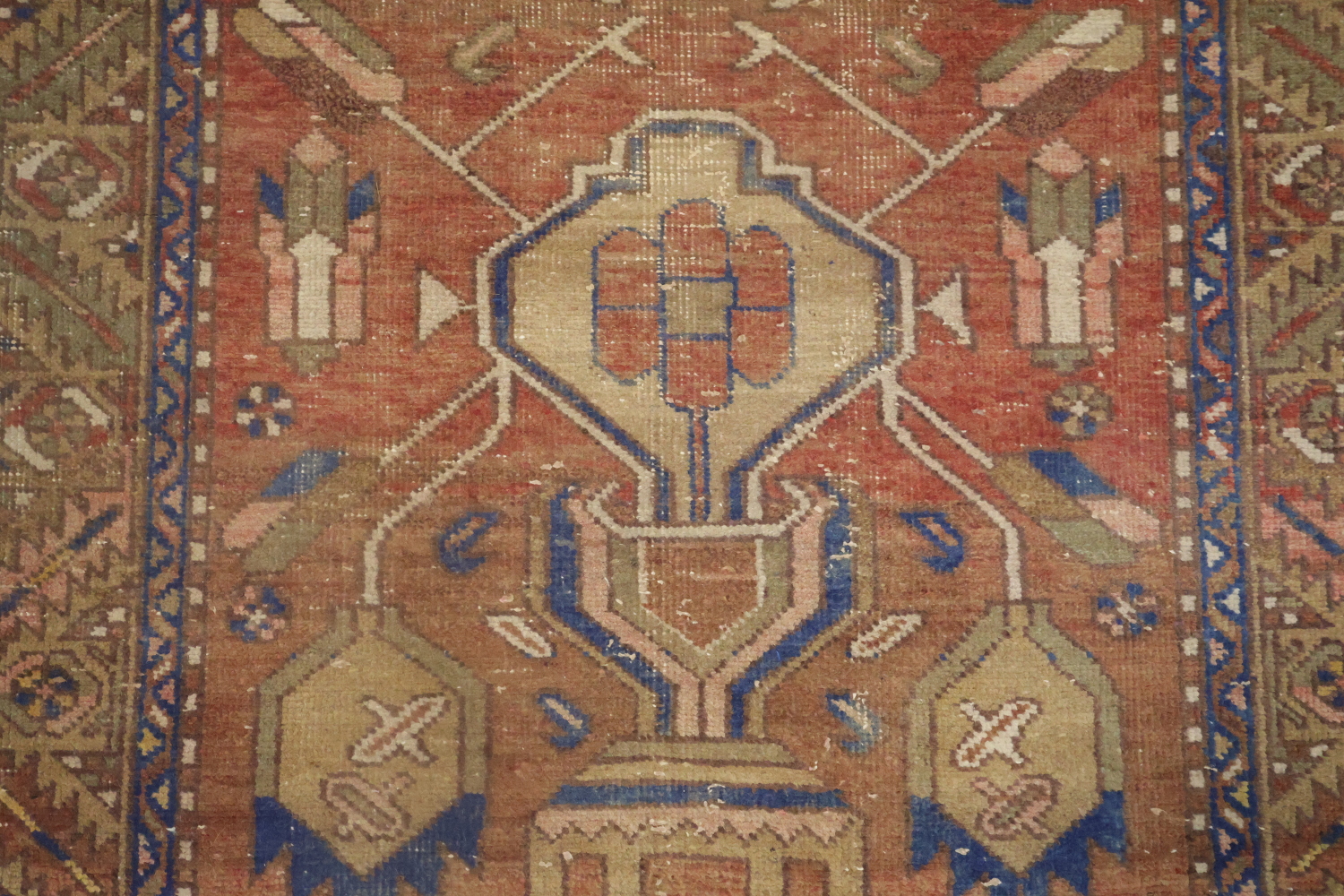 Geometric Wool Heriz Persian Runner Rug 3x11