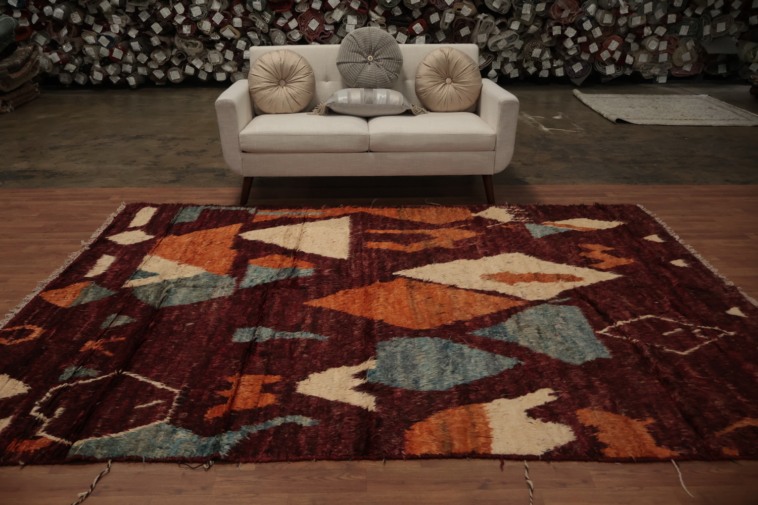 Geometric Elegance Bold Rustic Moroccan Berber Area Rug 7x10