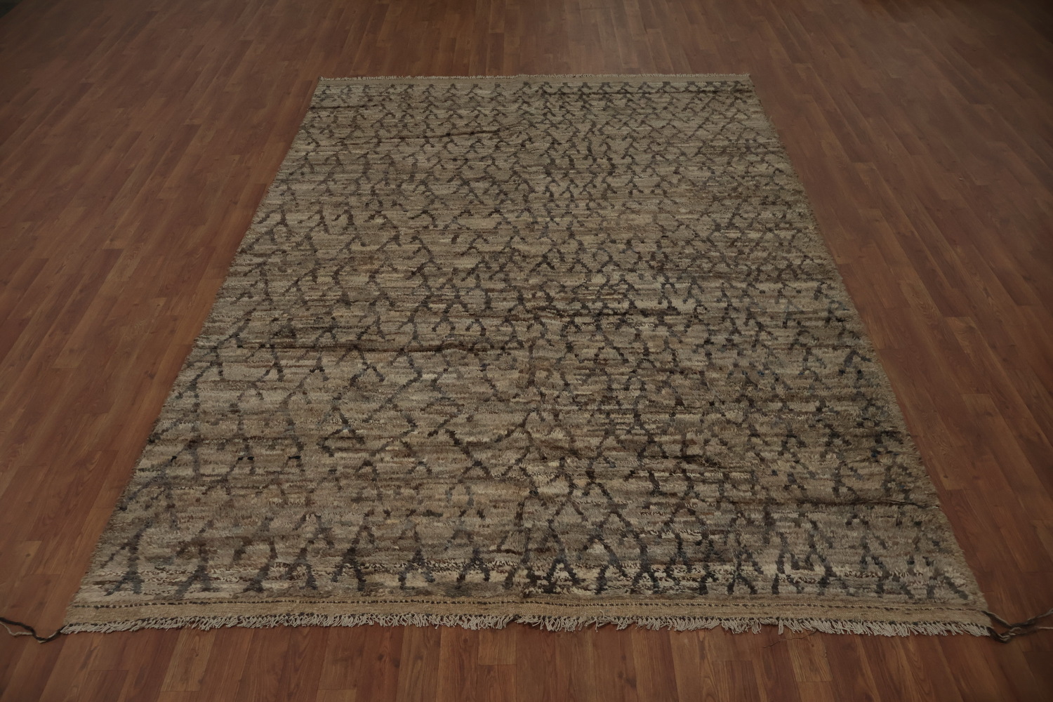 Geometric Charm Elegant Brown Moroccan Area Rug 7x10