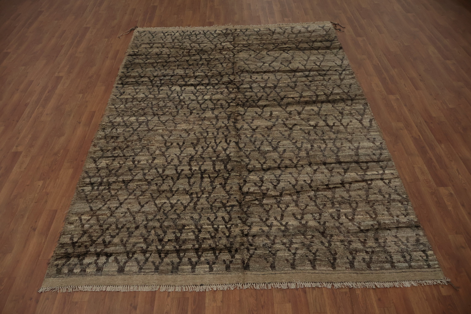 Geometric Charm Elegant Brown Moroccan Area Rug 7x10