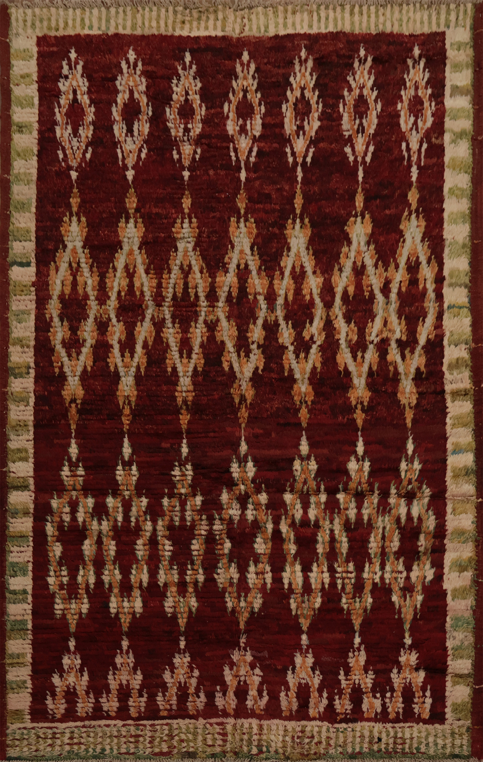 Classic Red Geometric Diamond Moroccan Area Rug 6x8
