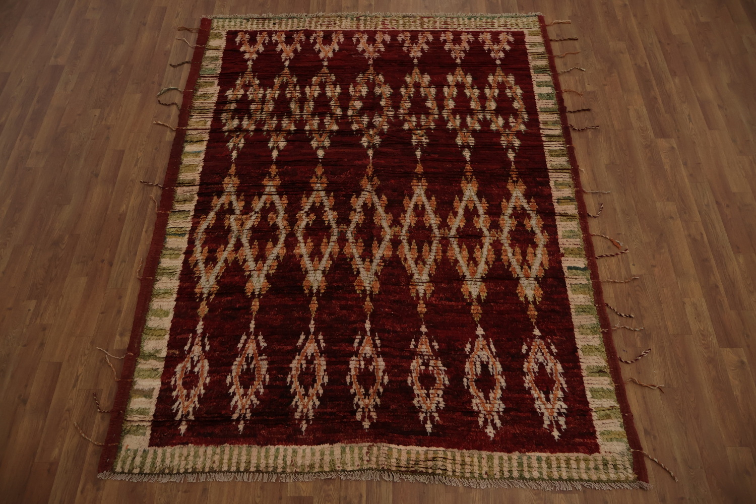 Classic Red Geometric Diamond Moroccan Area Rug 6x8