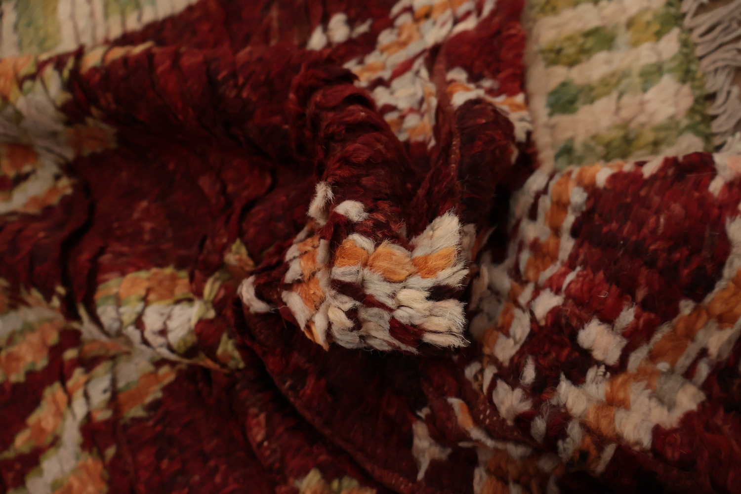 Classic Red Geometric Diamond Moroccan Area Rug 6x8