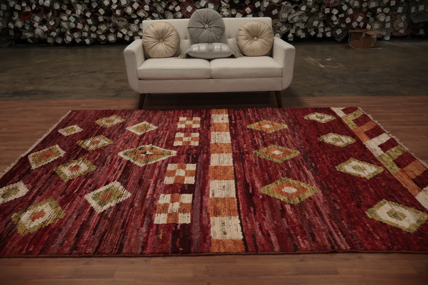 Traditional Geometric Moroccan Area Rug 7x10 in Rich Earthy Tones