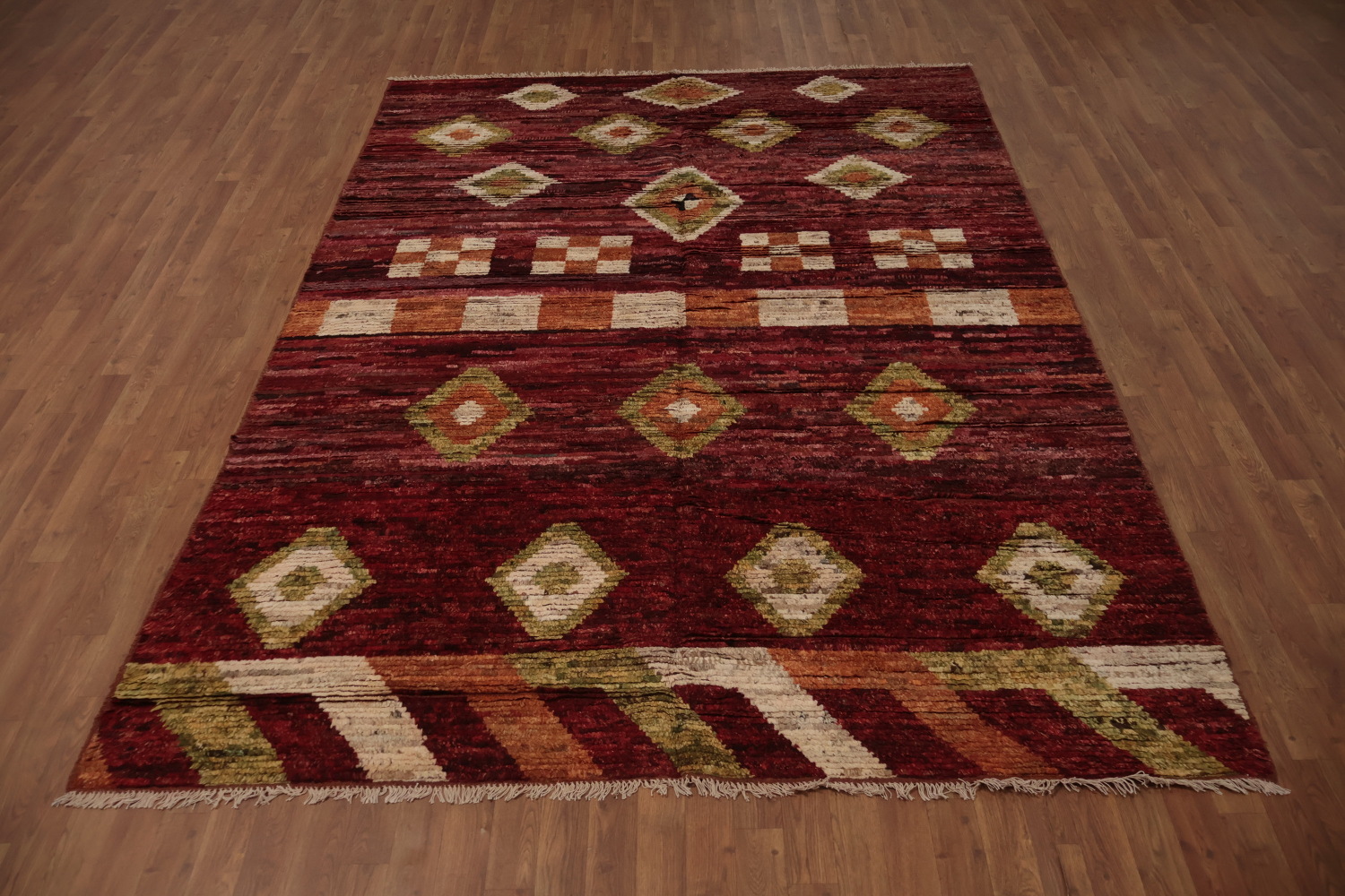 Traditional Geometric Moroccan Area Rug 7x10 in Rich Earthy Tones