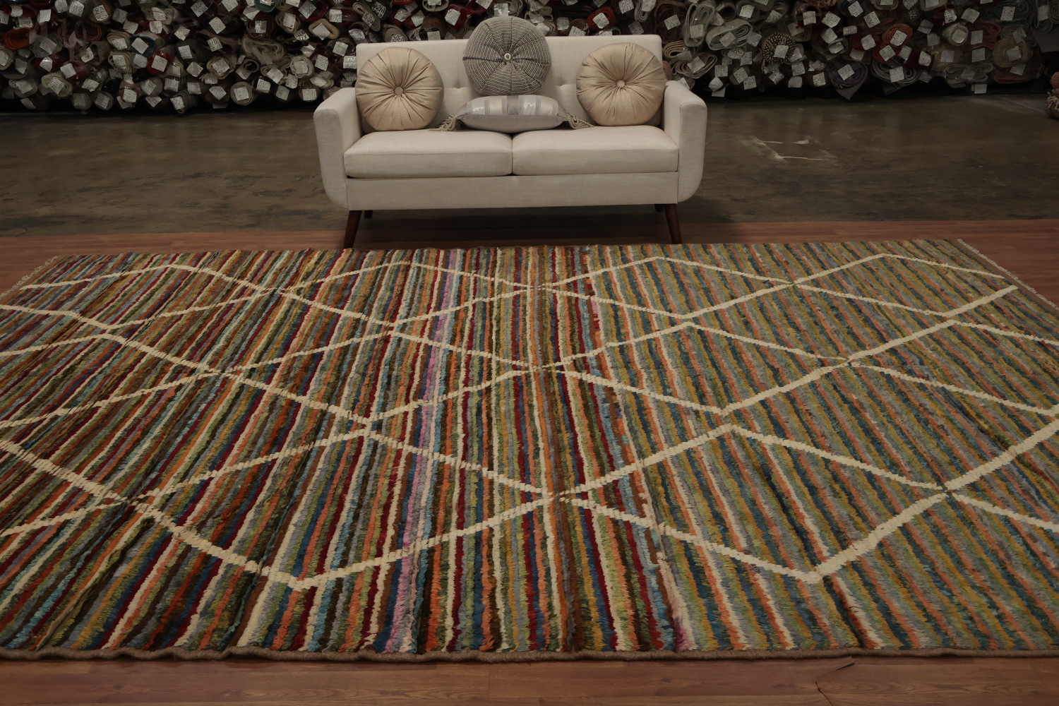 Geometric Elegance Striped Moroccan Large Area Rug 10x13
