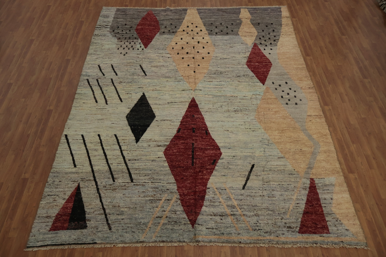 Earth-Toned Moroccan Large Area Rug 10x14 with Geometric Charm