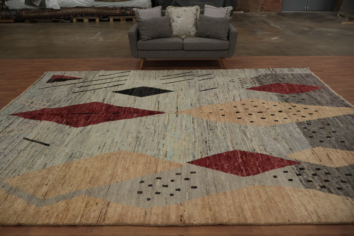 Earth-Toned Moroccan Large Area Rug 10x14 with Geometric Charm