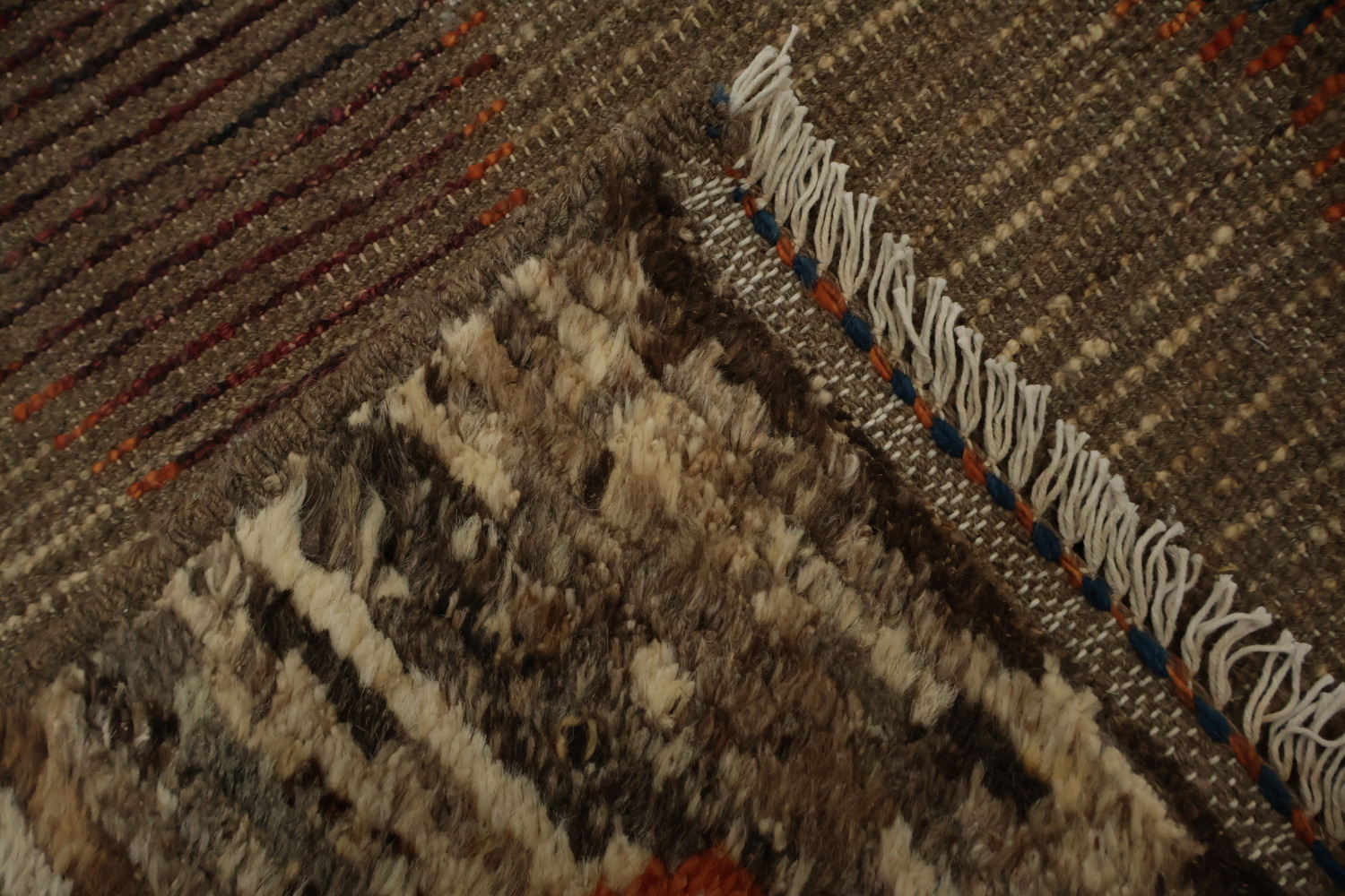 Artistic Moroccan Large Rug 10x14 with Red and Blue Diamond Motifs
