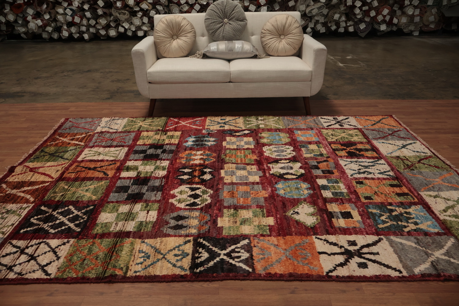 Vibrant Patchwork Moroccan Area Rug 7x10 with Rich Colors