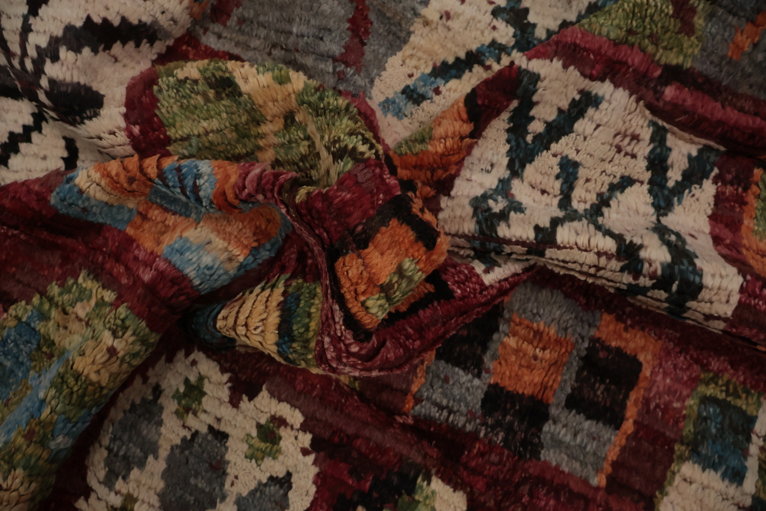 Vibrant Patchwork Moroccan Area Rug 7x10 with Rich Colors