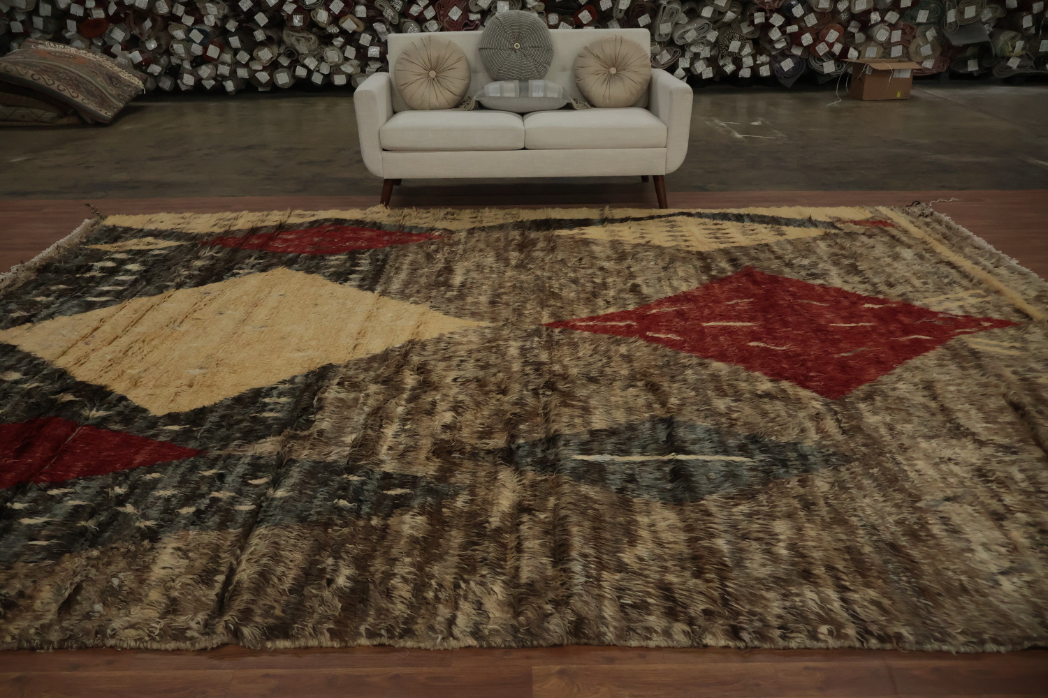 Geometric Bohemian Diamond Moroccan Berber Large Area Rug 10x14