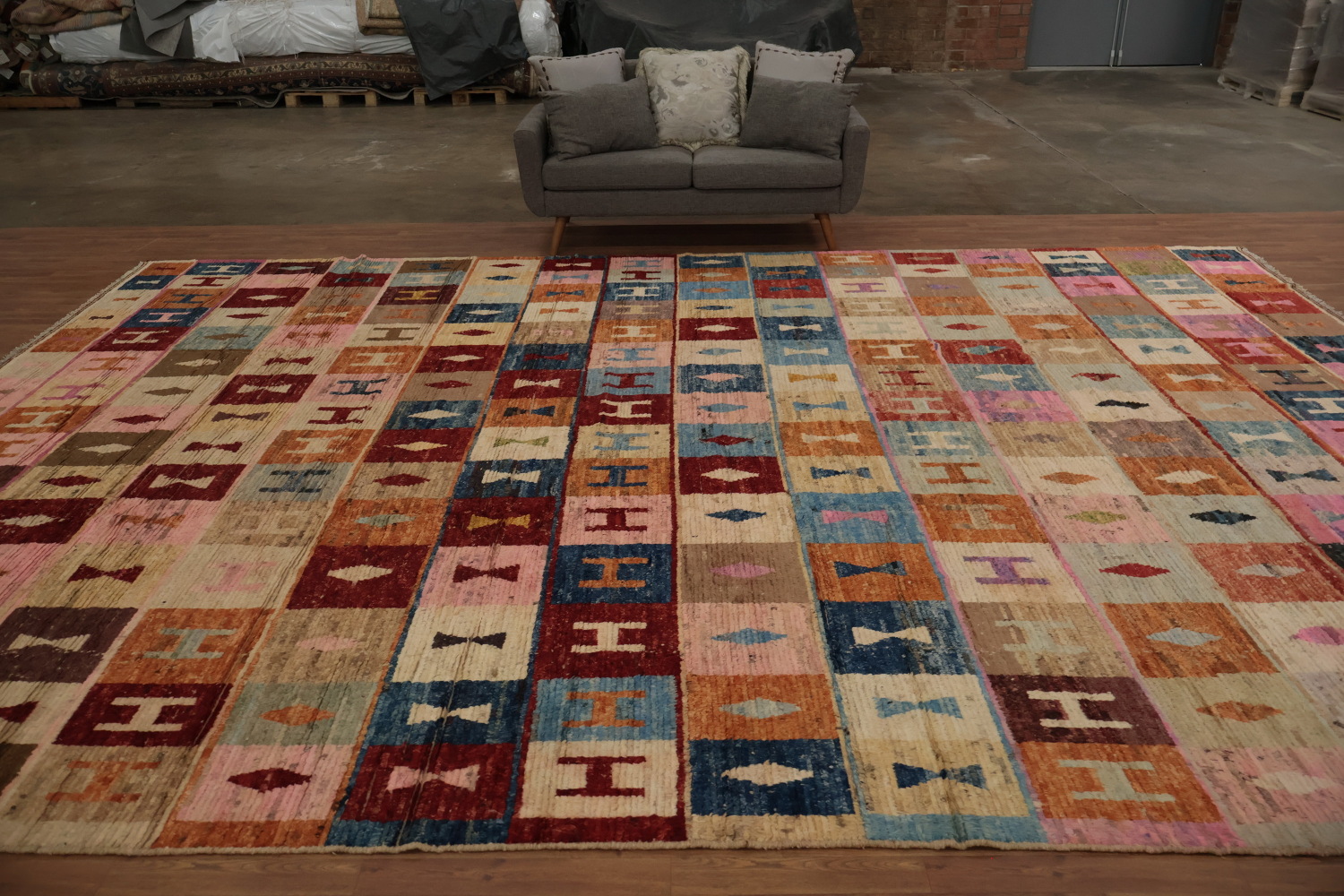 Artistic Geometric Moroccan Large Rug 12x17 Adds Colorful Charm to Any Room