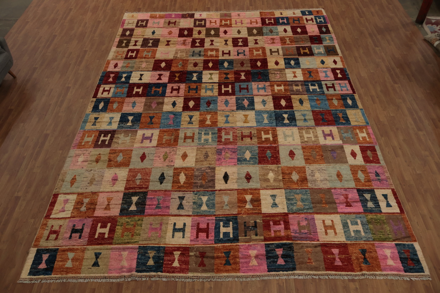 Artistic Geometric Moroccan Large Rug 12x17 Adds Colorful Charm to Any Room