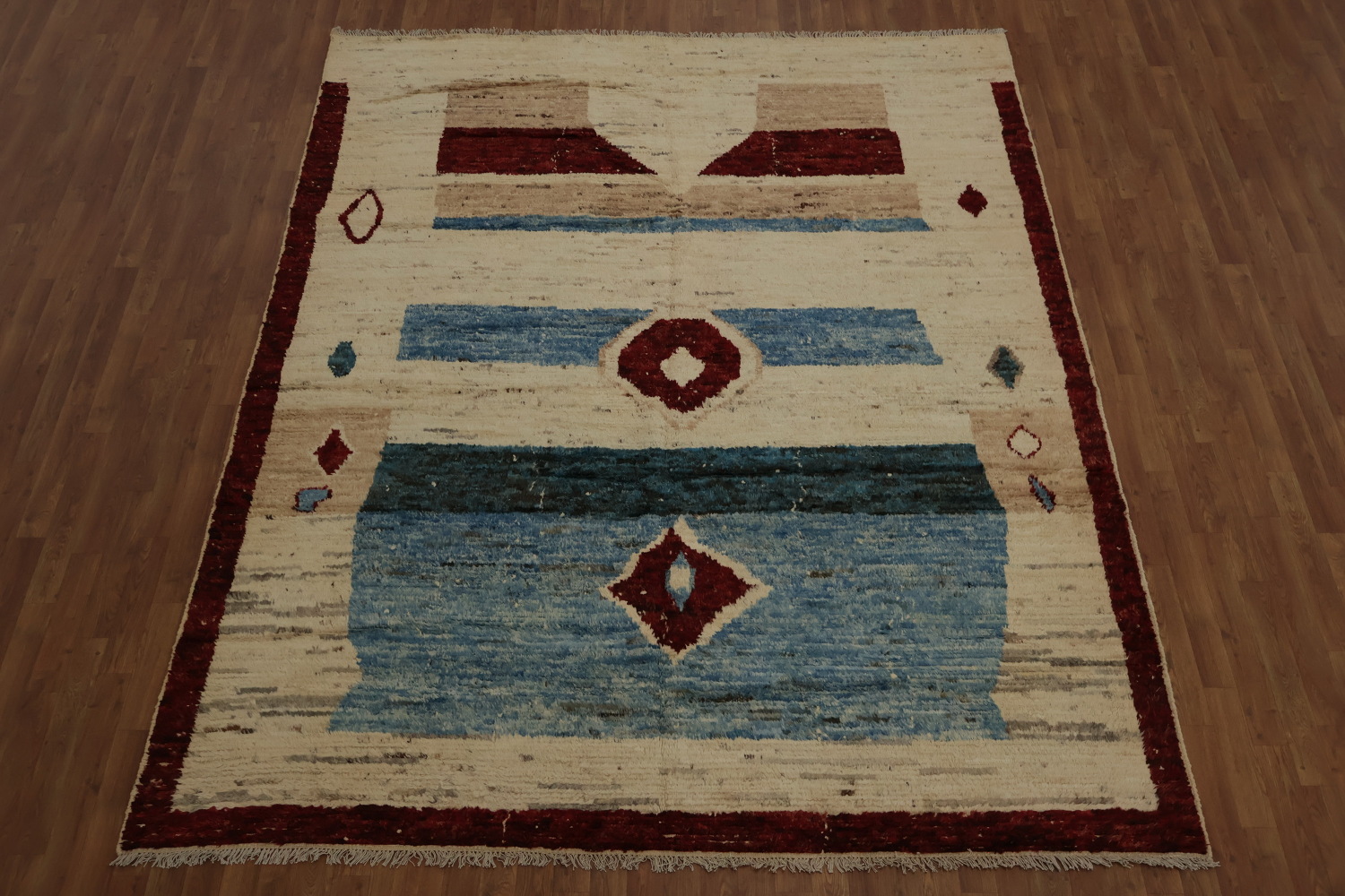 Rustic Moroccan Area Rug 8x10 with Geometric and Earthy Hues
