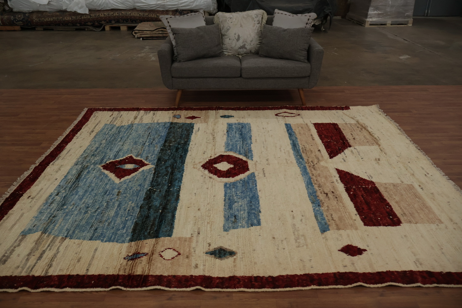 Rustic Moroccan Area Rug 8x10 with Geometric and Earthy Hues