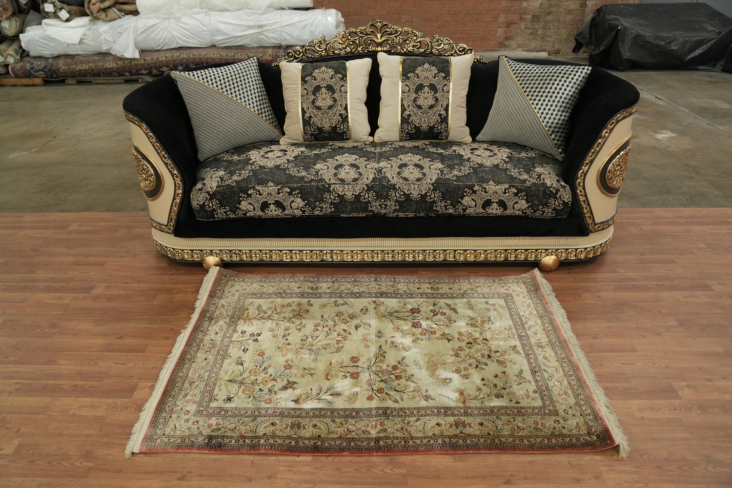 100% Silk Qum Persian Area Rug 4x5