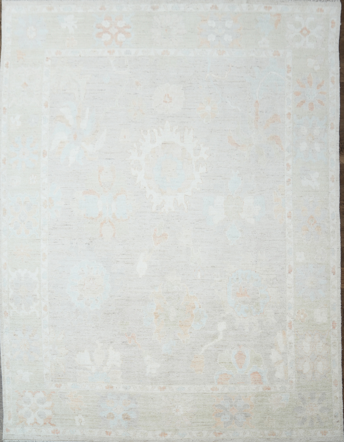 Floral Oushak Vegetable Dye Area Rug 9x12