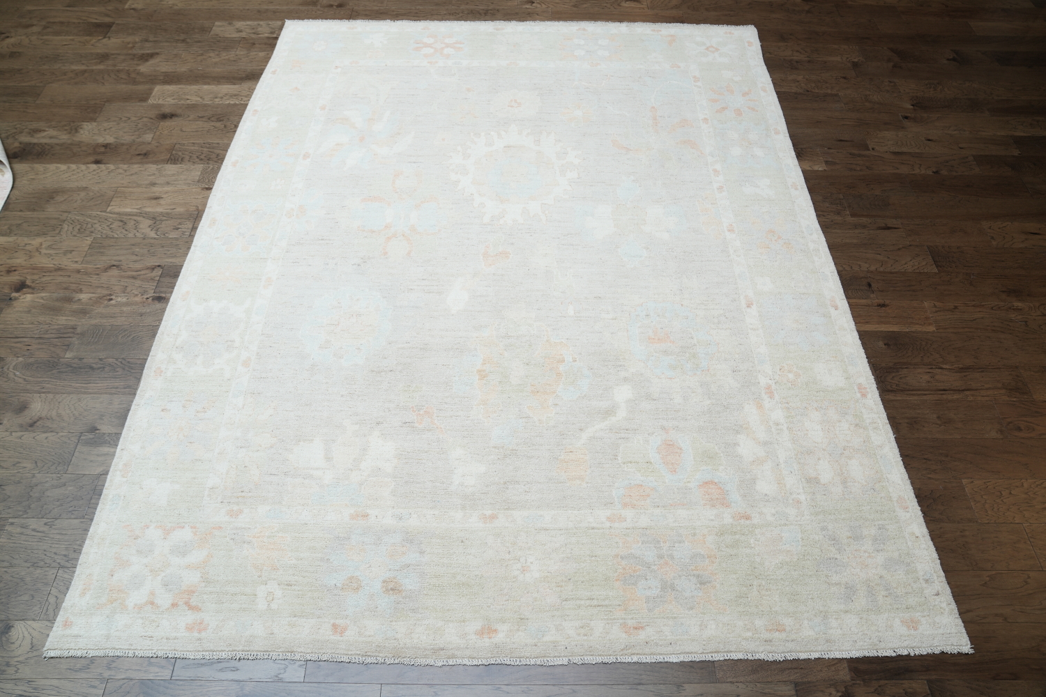 Floral Oushak Vegetable Dye Area Rug 9x12