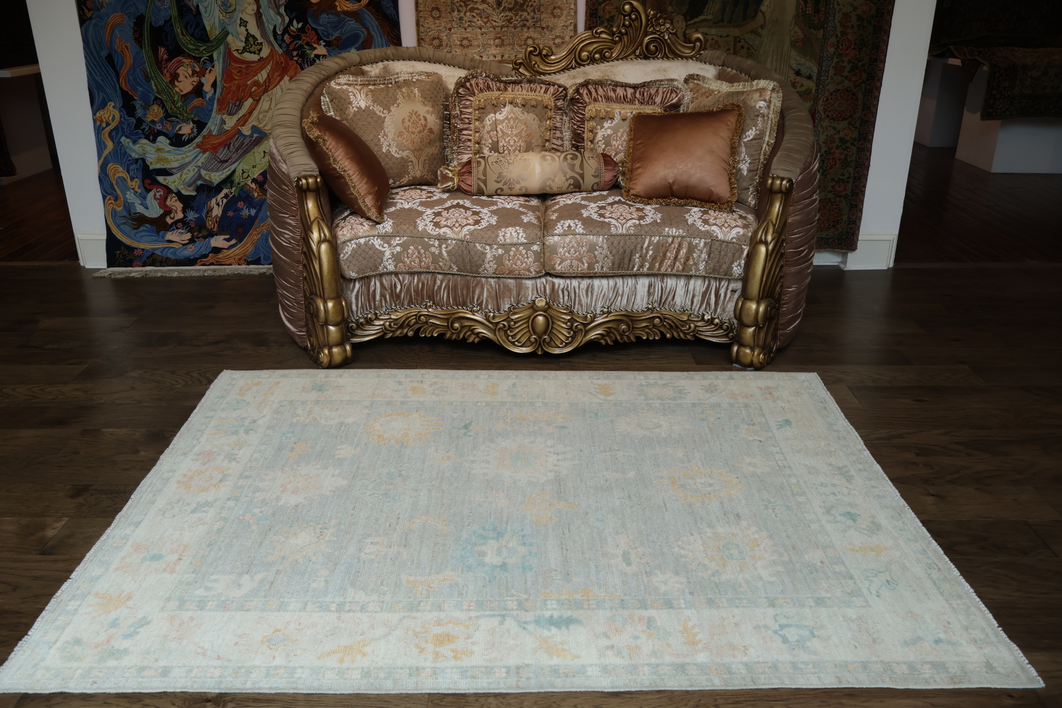 All Over Vegetables Dye Oushak Vegetable Dye Area Rug 5x7