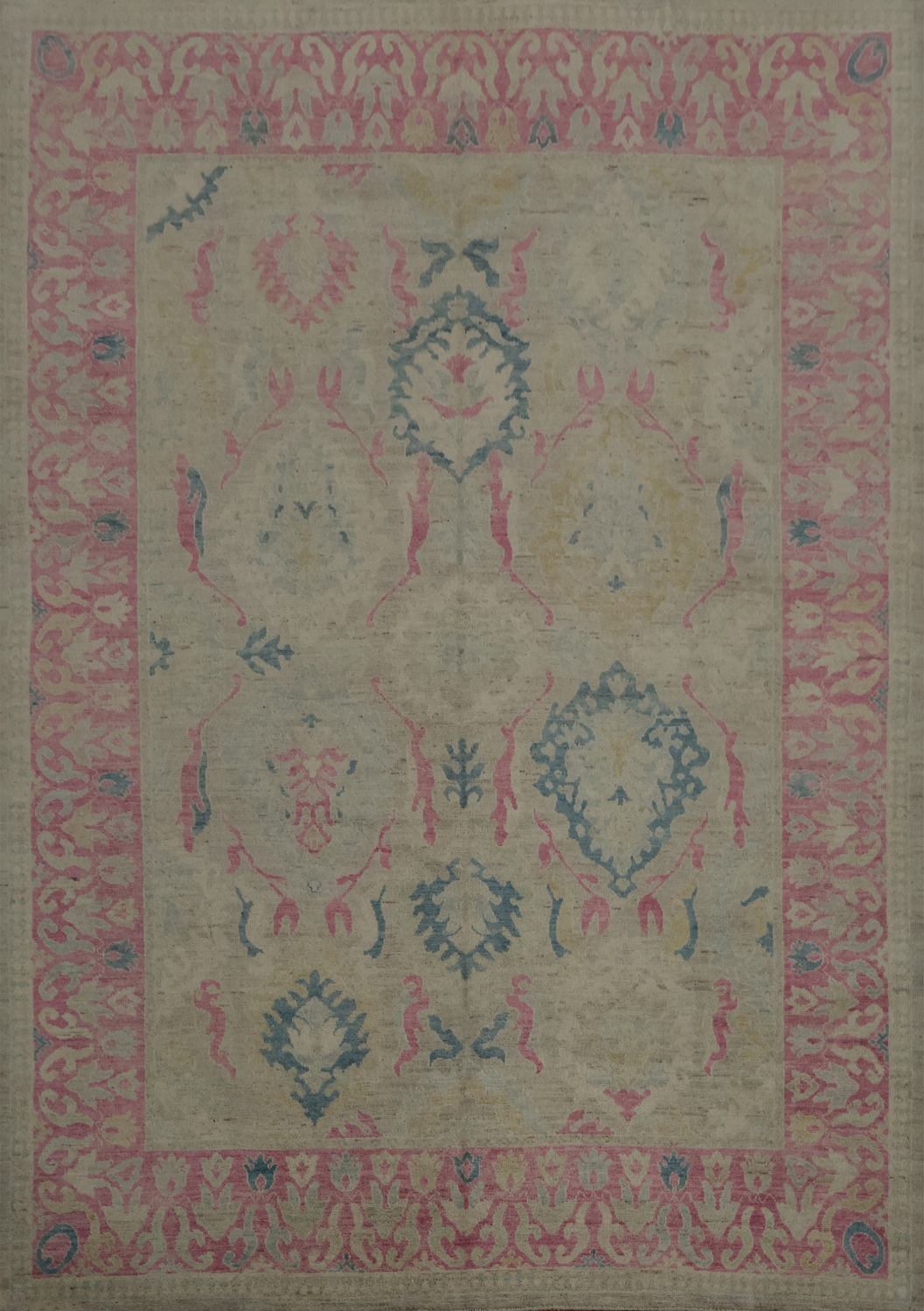 Artisan Oushak Area Rug 8x10 with Intricate Floral and Leaf Patterns