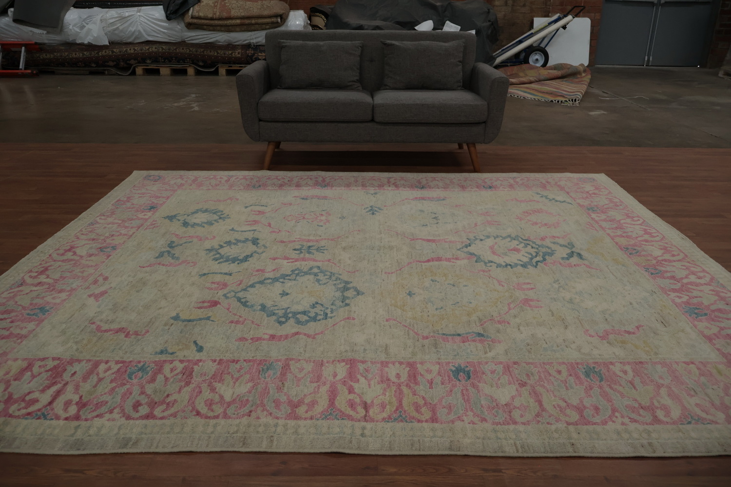 Artisan Oushak Area Rug 8x10 with Intricate Floral and Leaf Patterns