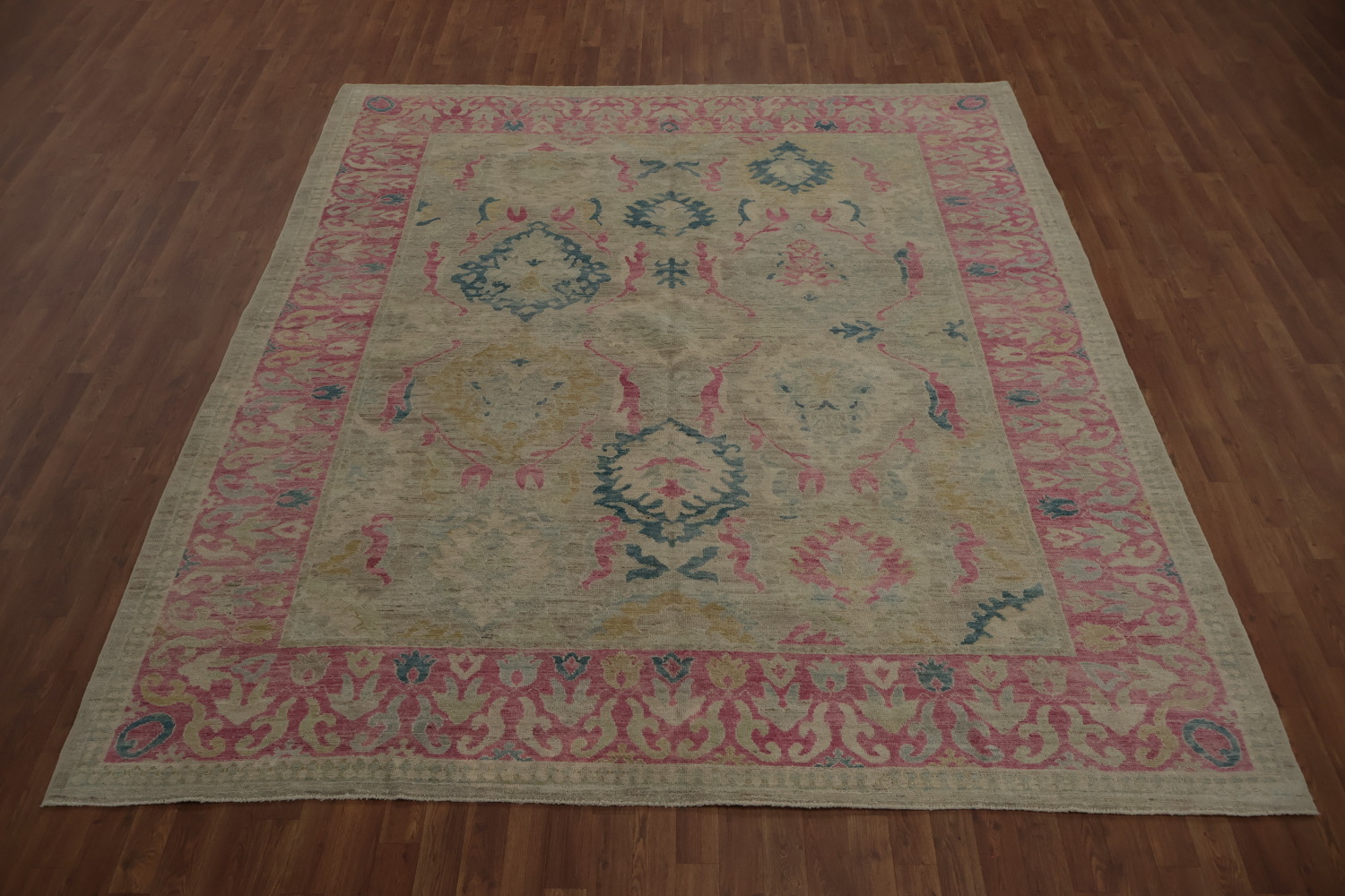 Artisan Oushak Area Rug 8x10 with Intricate Floral and Leaf Patterns
