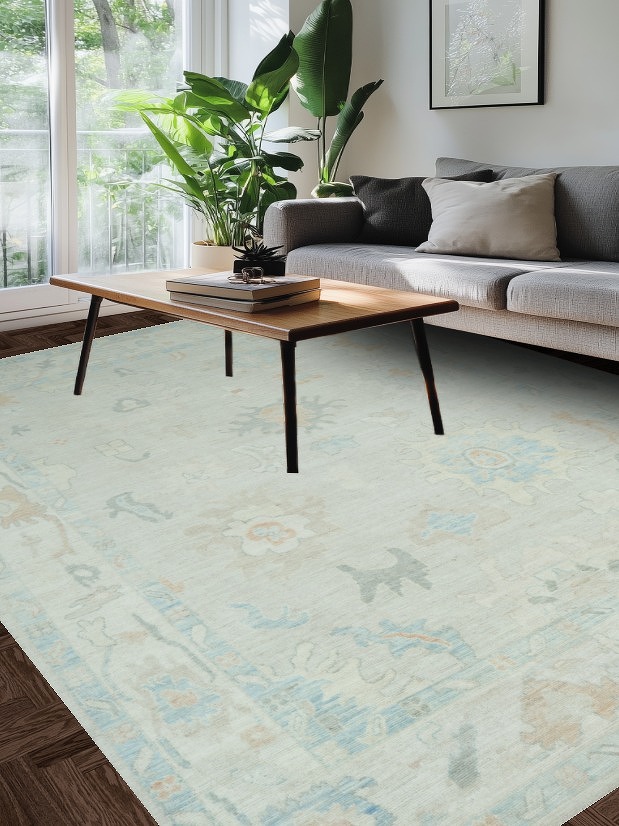 Oushak Vegetable Dye Area Rug 8x11